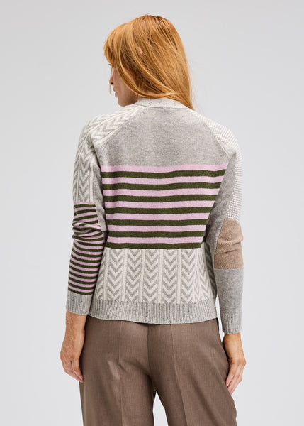 Zaket & Plover Jacquard V-Neck Cardigan