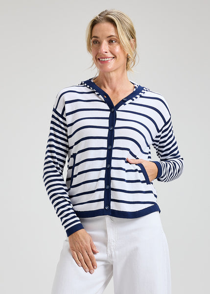 Zaket & Plover Stripe Button Hoody