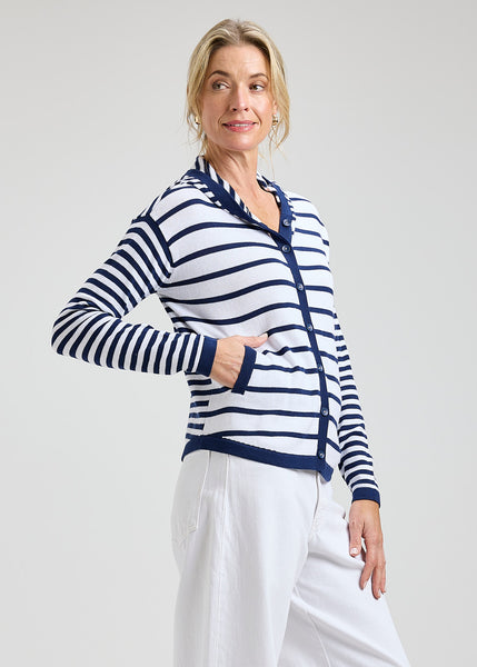 Zaket & Plover Stripe Button Hoody
