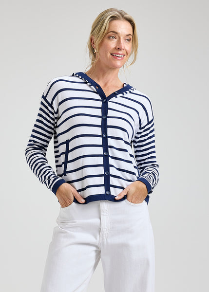 Zaket & Plover Stripe Button Hoody