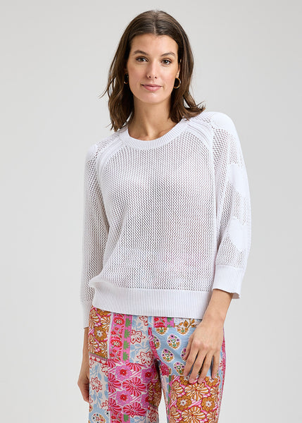 Zaket & Plover Pointelle Heart Sleeve Sweater