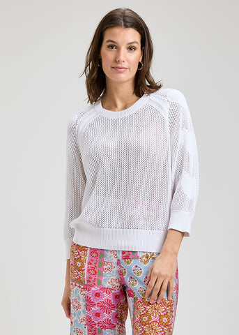 Zaket & Plover Pointelle Heart Sleeve Sweater