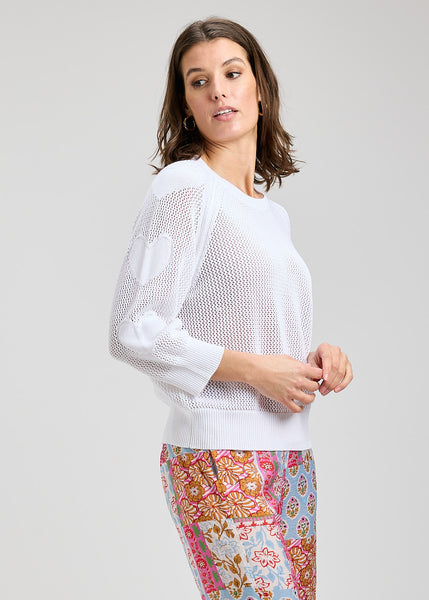Zaket & Plover Pointelle Heart Sleeve Sweater