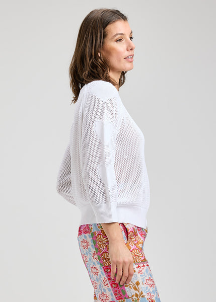 Zaket & Plover Pointelle Heart Sleeve Sweater