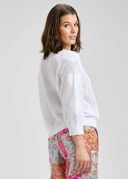 Zaket & Plover Pointelle Heart Sleeve Sweater