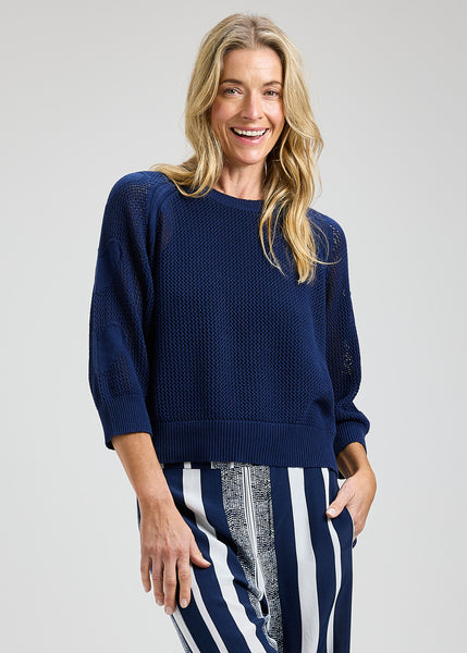 Zaket & Plover Pointelle Heart Sleeve Sweater