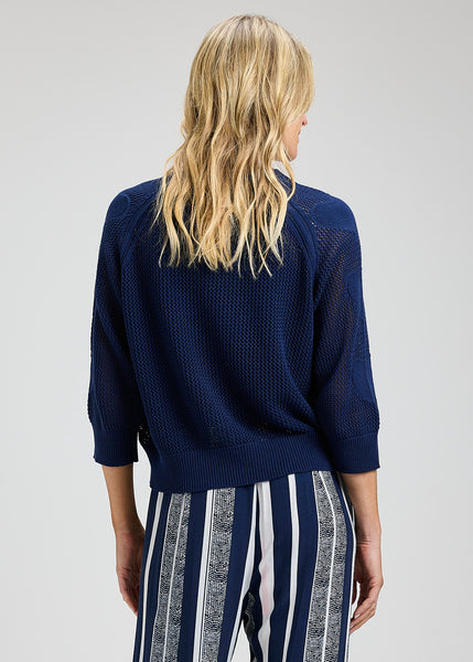 Zaket & Plover Pointelle Heart Sleeve Sweater