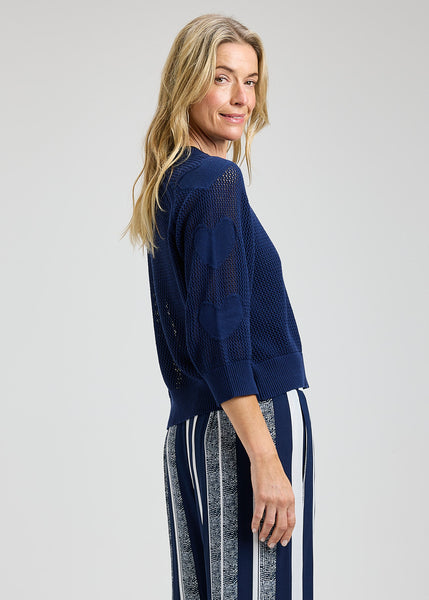 Zaket & Plover Pointelle Heart Sleeve Sweater