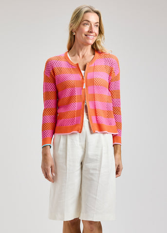 Zaket & Plover Pointelle Zip Cardigan