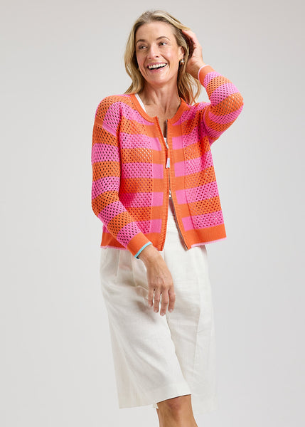Zaket & Plover Pointelle Zip Cardigan