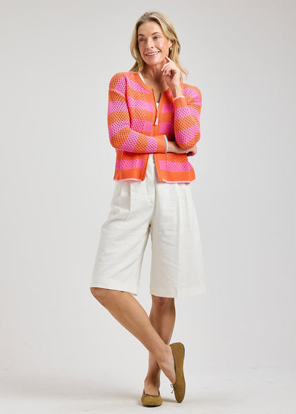 Zaket & Plover Pointelle Zip Cardigan