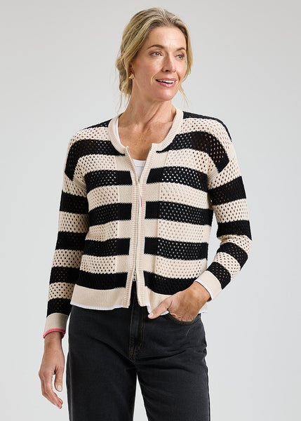Zaket & Plover Pointelle Zip Cardigan