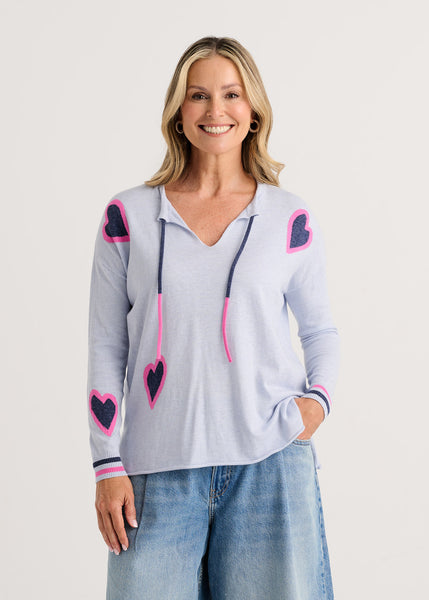 Zaket & Plover Heart Split Neck Sweater
