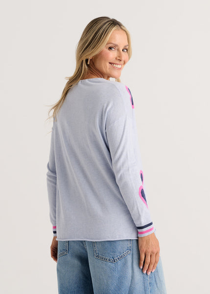 Zaket & Plover Heart Split Neck Sweater