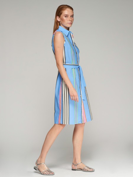 Vilagallo Stripe Seersucker Shirt Dress