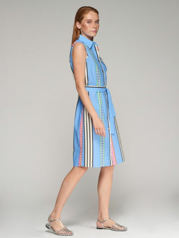 Vilagallo Stripe Seersucker Shirt Dress