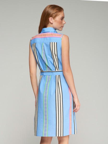 Vilagallo Stripe Seersucker Shirt Dress