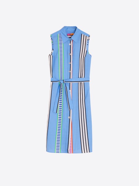 Vilagallo Stripe Seersucker Shirt Dress