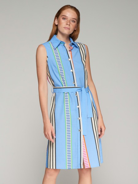 Vilagallo Stripe Seersucker Shirt Dress