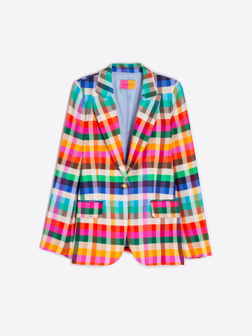 Vilagallo Multi Color Plaid Blazer