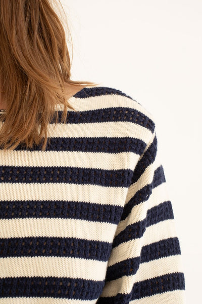 Stripe Pointelle Sweater