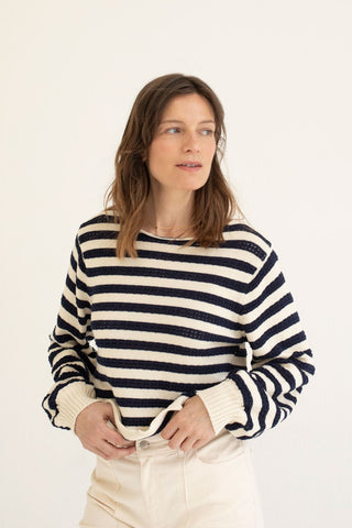 Stripe Pointelle Sweater