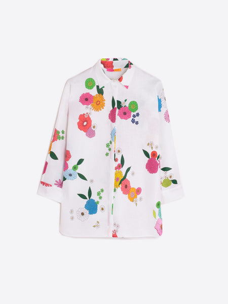 Vilagallo Linen Flower Shirt