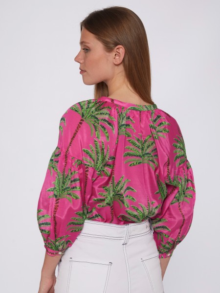 Vilagallo Pink Palm Tree Shirt