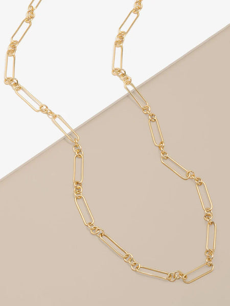 Paperclip and Rolo Chain Long Necklace