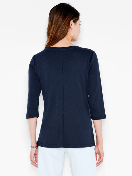 NIC+ZOE 3/4 Sleeve Boat Neck Tee