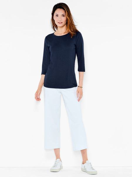 NIC+ZOE 3/4 Sleeve Boat Neck Tee