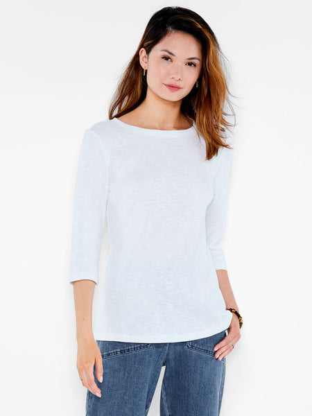 NIC+ZOE 3/4 Sleeve Boat Neck Tee